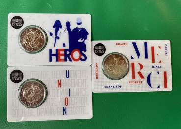 2 Euro Gedenkmünze Frankreich 2020 Medical Research 3 x in Coincard: Merci-Heros-Union